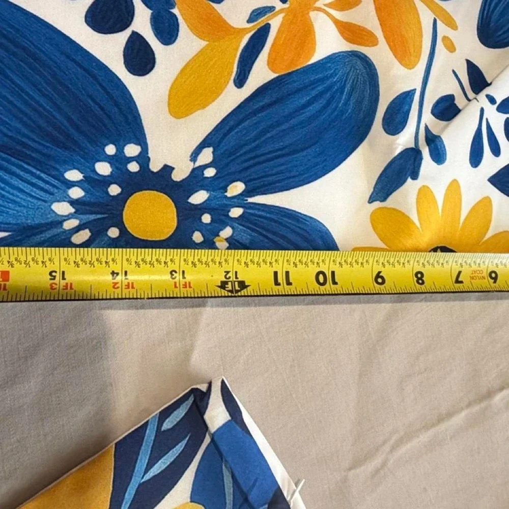 4pc Blue Yellow Floral Decorative Pillowcases Square Throw Pillow Covers 18in